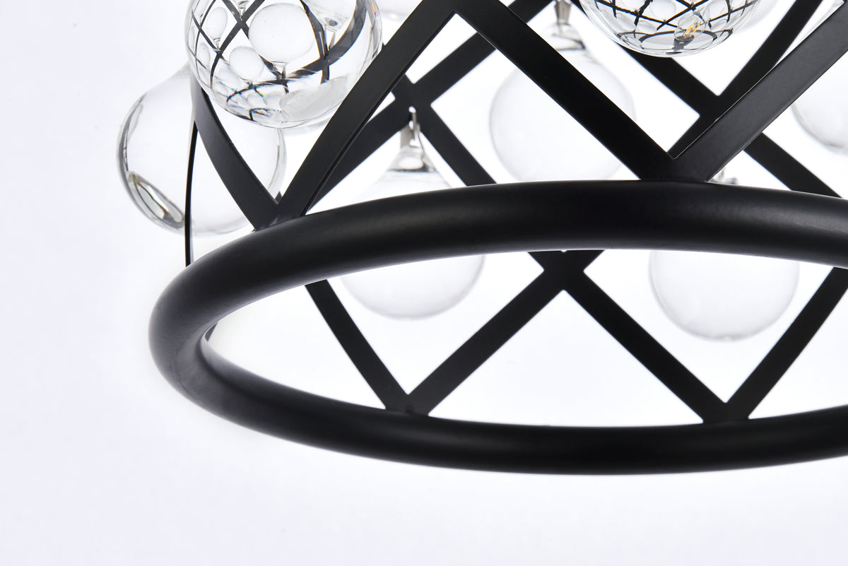 Madison 1 light Matte Black Pendant Clear Royal Cut Crystal