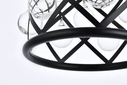 Madison 1 light Matte Black Pendant Clear Royal Cut Crystal