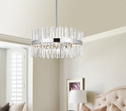 Serephina 25 inch crystal round pendant light in chrome