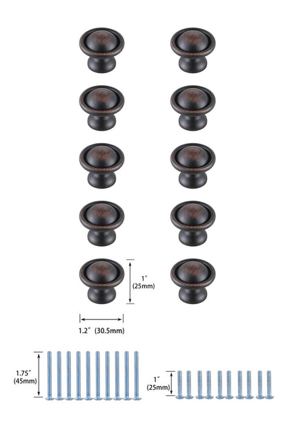 Kadea 1.2" Diameter Oil-rubbed Bronze Mushroom Knob Multipack (Set of 10)