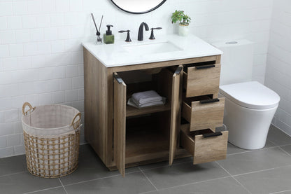 36 Inch SIngle Bathroom Vanity In Natural Oak