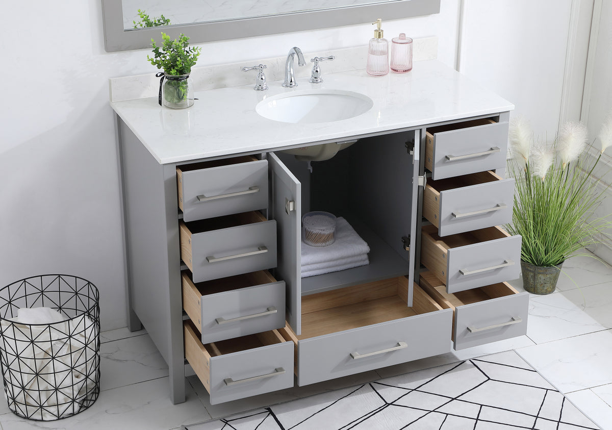48 inch Single Bathroom Vanity in Gray with Backsplash