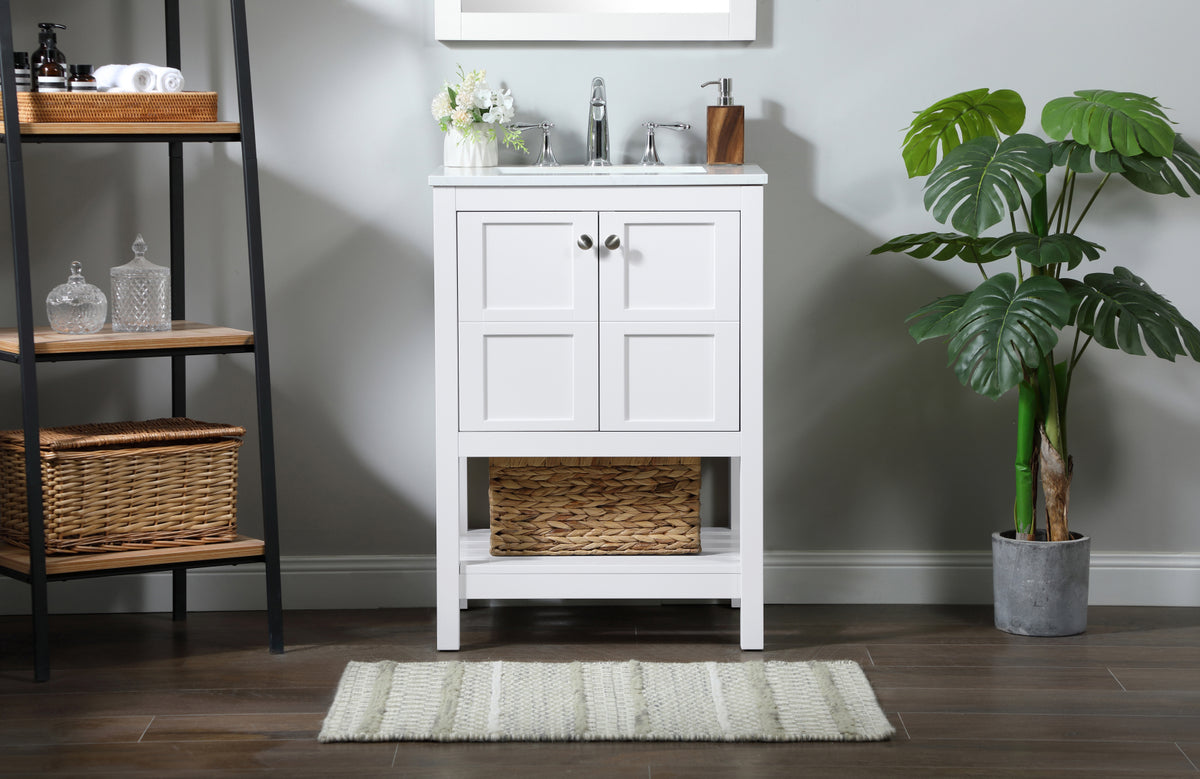 24 inch Single bathroom vanity in white