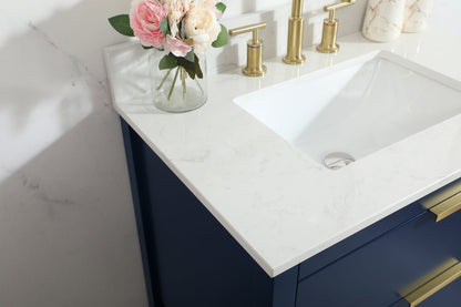 30 inch Single bathroom vanity in blue with backsplash