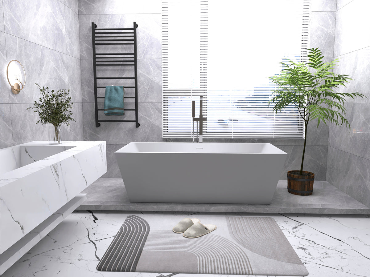 72 inch soaking rectangular bathtub in glossy white