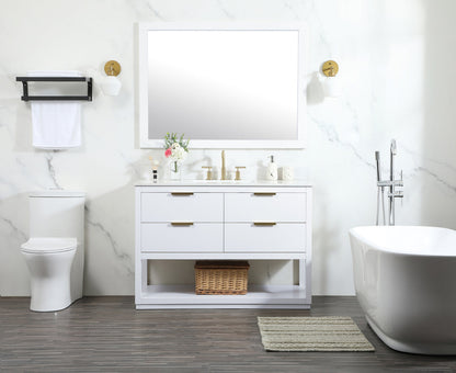 48 inch Single bathroom vanity in white with backsplash