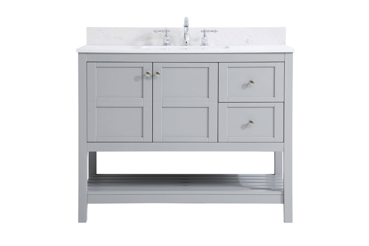 42 inch Single Bathroom Vanity in Gray with Backsplash