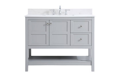 42 inch Single Bathroom Vanity in Gray with Backsplash