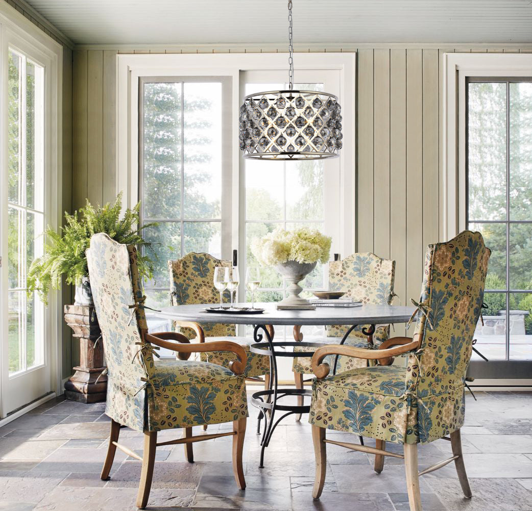 Madison 6 light polished nickel Pendant Silver Shade (Grey) Royal Cut Crystal