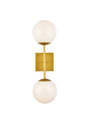 Neri 2 lights brass and white glass wall sconce
