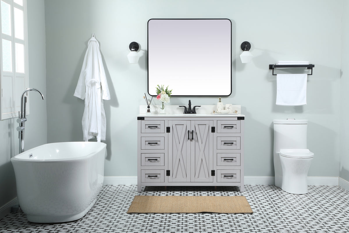 48 inch Single bathroom vanity in grey with backsplash