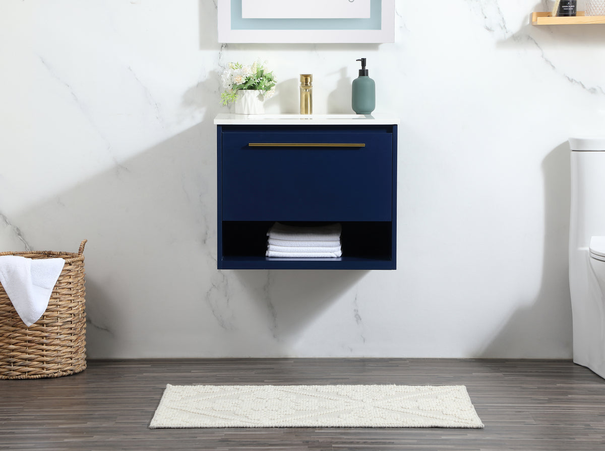 24 inch Single bathroom vanity in blue