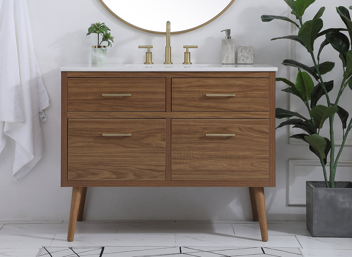 42 inch bathroom vanity in Walnut Brown