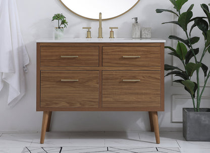 42 inch bathroom vanity in Walnut Brown