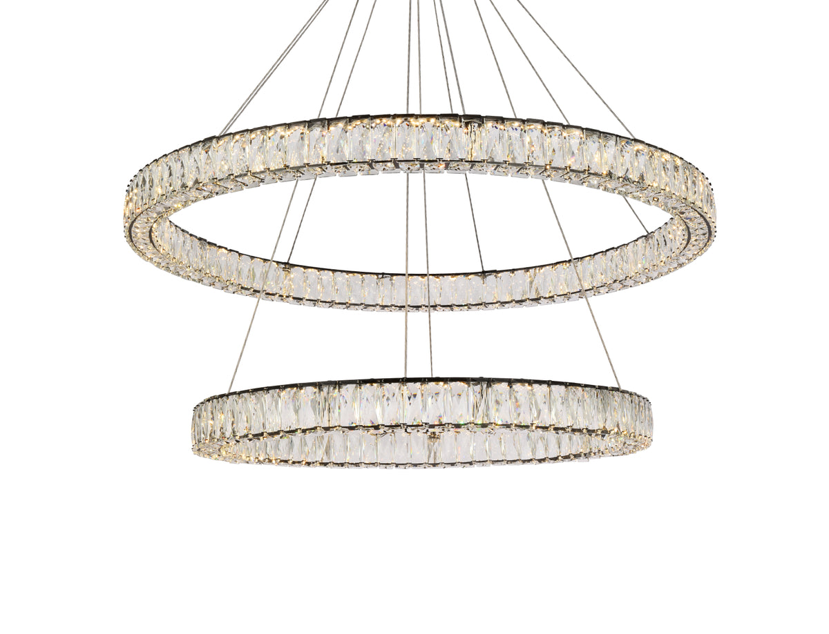 Monroe 42 inch LED round double ring pendant in black