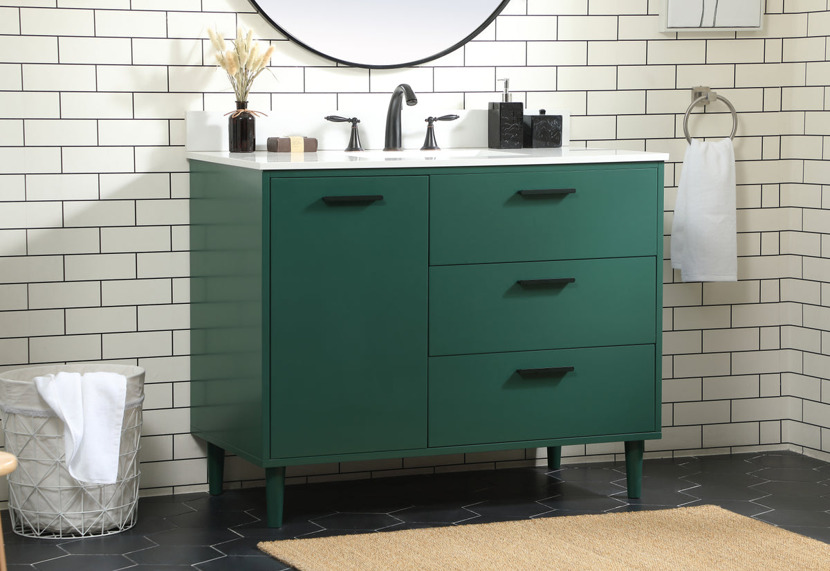 42 inch bathroom vanity in Green with backsplash