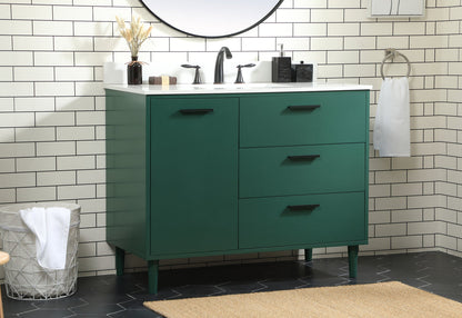 42 inch bathroom vanity in Green with backsplash