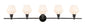 Gene 5 light Black and Frosted white glass Wall sconce