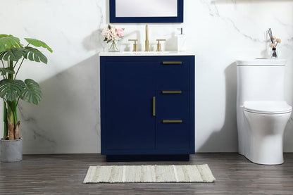 30 inch Single bathroom vanity in blue