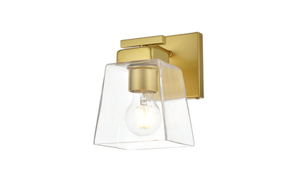 Merrick 1 light Brass and Clear Bath Sconce