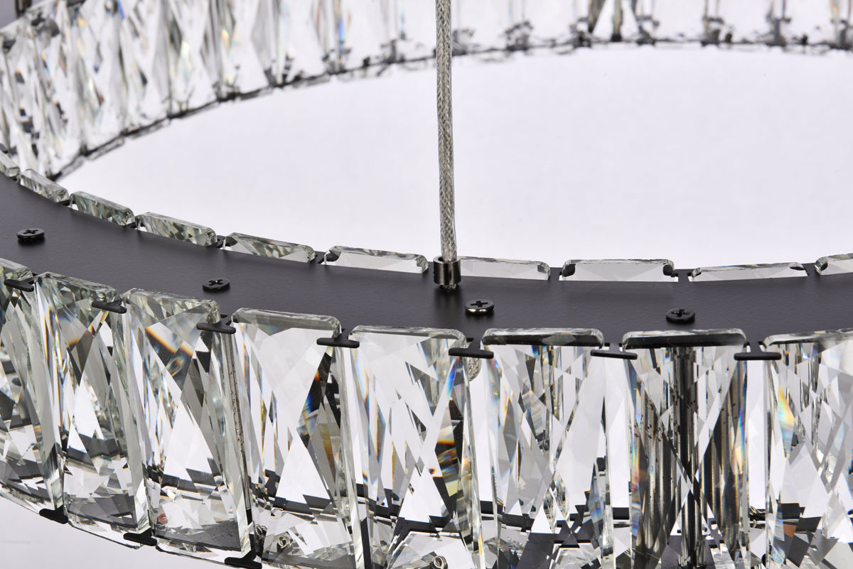 Monroe 40 inch LED seven ring chandelier in black