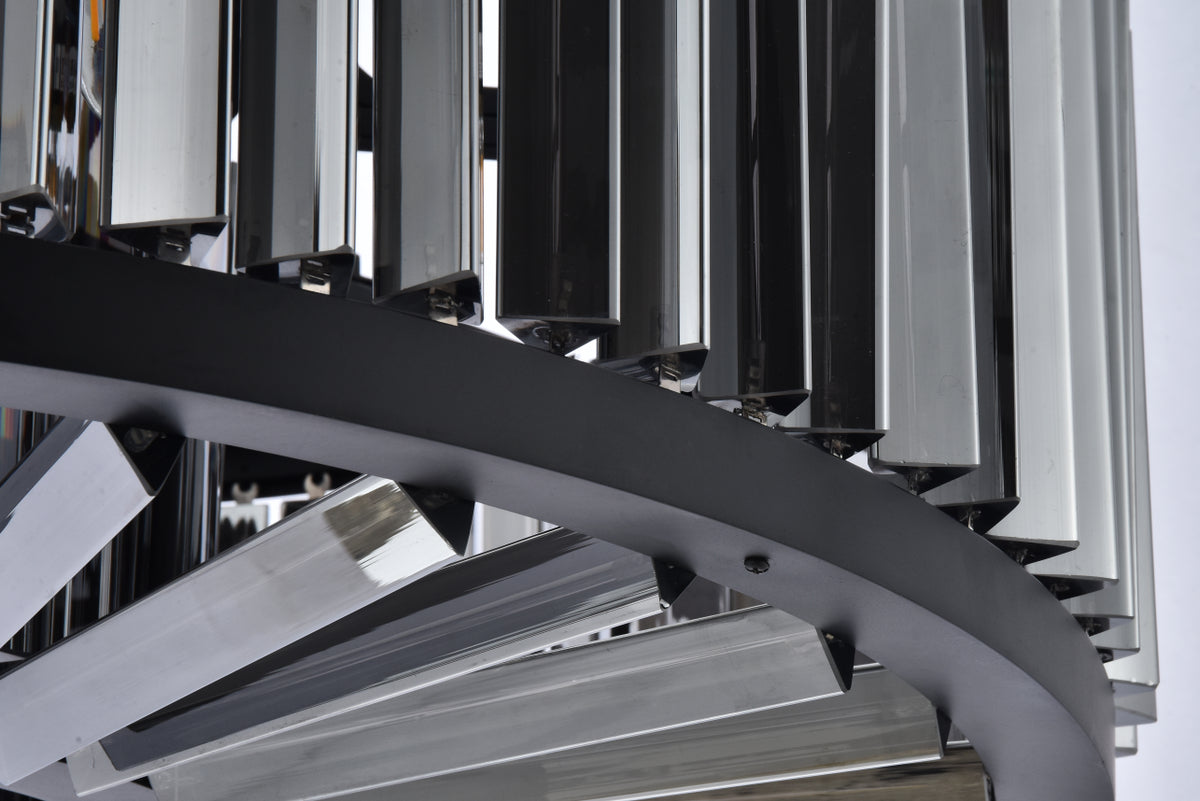 Chelsea 10 light Matte Black Chandelier Silver Shade (Grey) Royal Cut Crystal