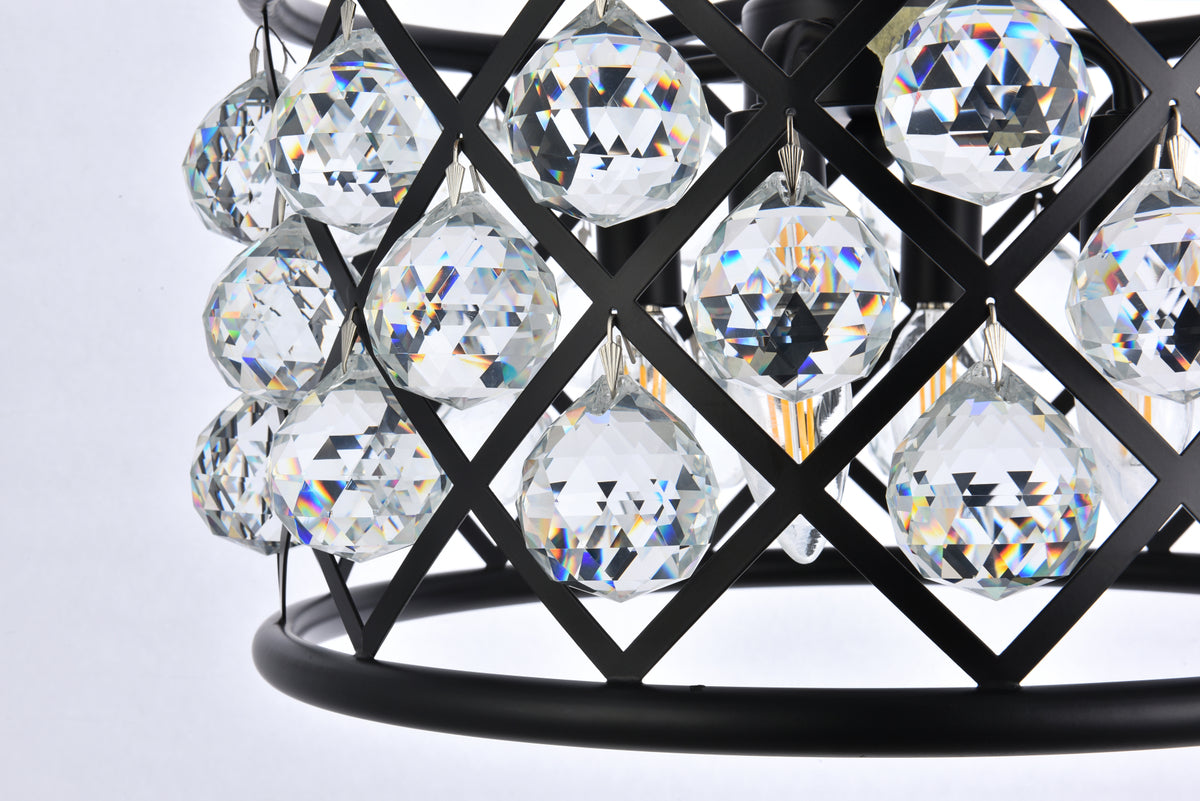 Madison 4 light Matte Black Pendant Clear Royal Cut Crystal