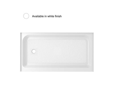 60x36 inch Single threshold shower tray left drain in glossy white