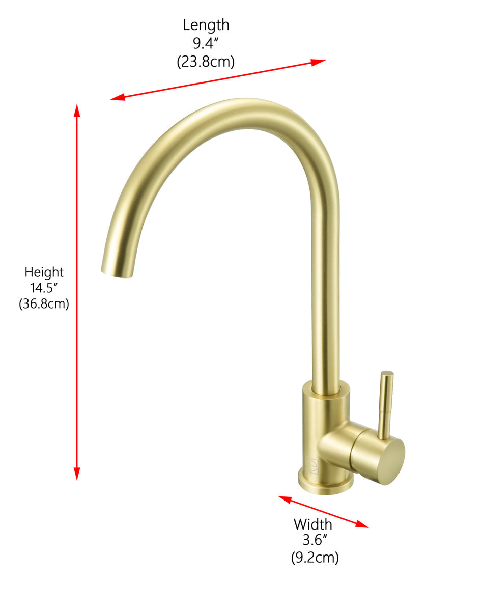 Finn Single Handle Kitchen Faucet in Brushed Gold
