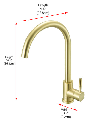 Finn Single Handle Kitchen Faucet in Brushed Gold