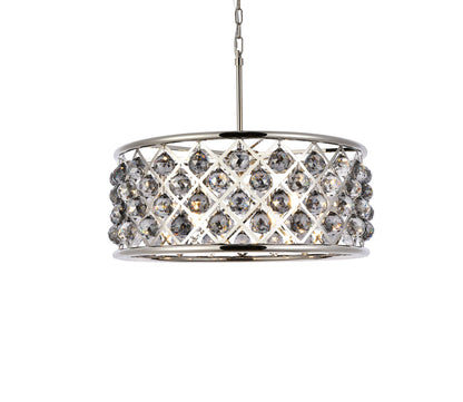 Madison 6 light polished Nickel Chandelier Silver Shade (Grey) Royal Cut Crystal