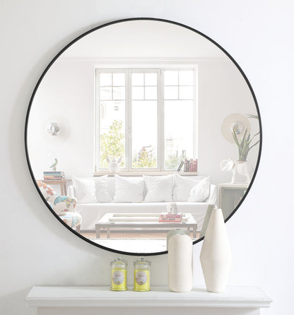 Metal frame Round Mirror 42 inch Black finish