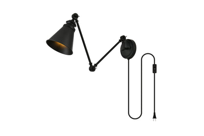 Van 1 light Black swing arm plug in wall sconce