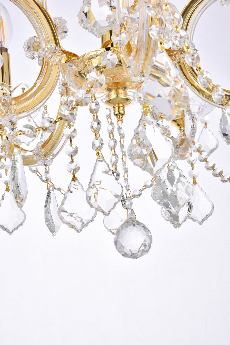 Maria Theresa 6 light Gold Pendant Clear Royal Cut Crystal