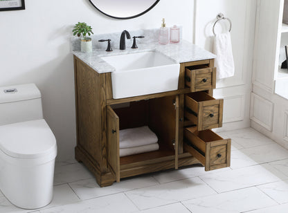 36 inch Single bathroom vanity in driftwood with backsplash