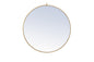 Metal frame Round Mirror with decorative hook 42 inch Brass finish