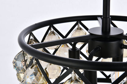 Madison 4 light Matte Black Pendant Golden Teak (Smoky) Royal Cut Crystal