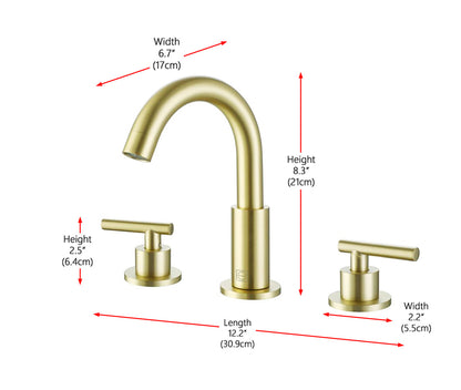 Leah 8 inch Widespread Double Handle Bathroom Faucet in Brushed Gold