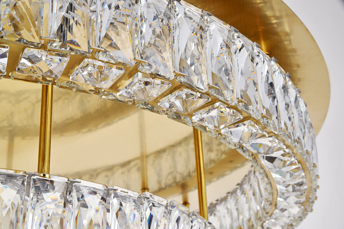 Monroe LED light Gold Flush Mount Clear Royal Cut Crystal