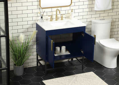 30 inch Single bathroom vanity in blue