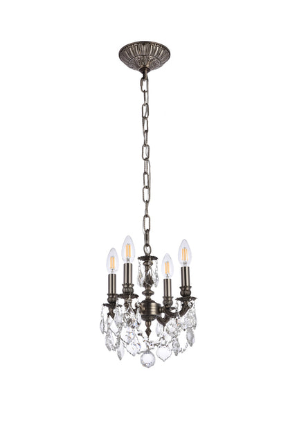 Lillie 4 light Pewter Pendant Clear Royal Cut Crystal
