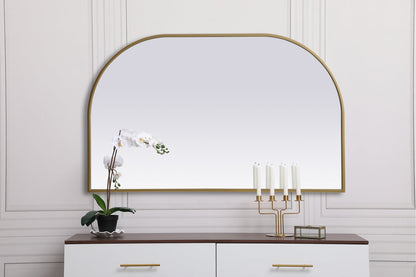 Metal Frame Arch Mirror 39x24 Inch in Brass