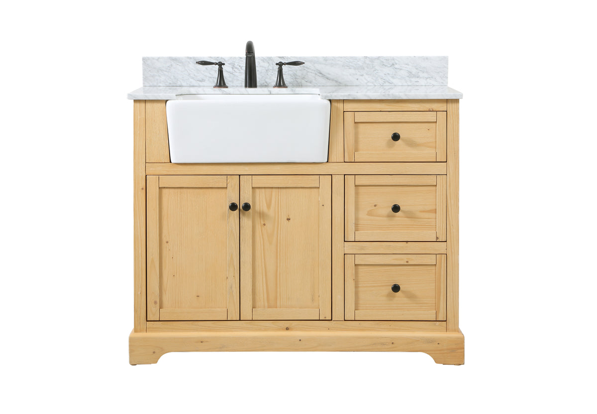 42 inch Single bathroom vanity in natural wood with backsplash