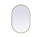 Metal Frame Oval Mirror 24x36 Inch in Brass