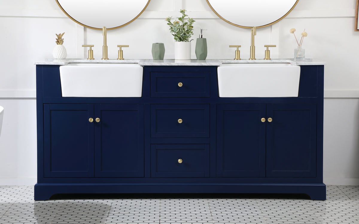 72 inch double bathroom vanity in blue