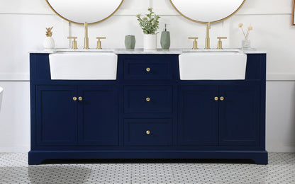 72 inch double bathroom vanity in blue