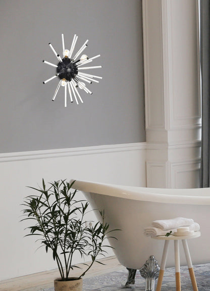 Sienna 18 inch crystal rod wall sconce in black