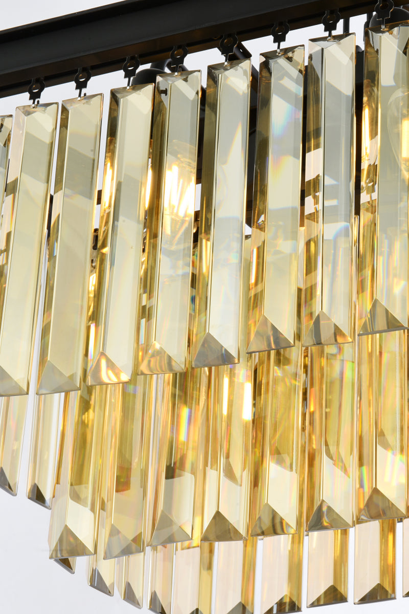Sydney 12 light Matte Black Chandelier Golden Teak (Smoky) Royal Cut Crystal