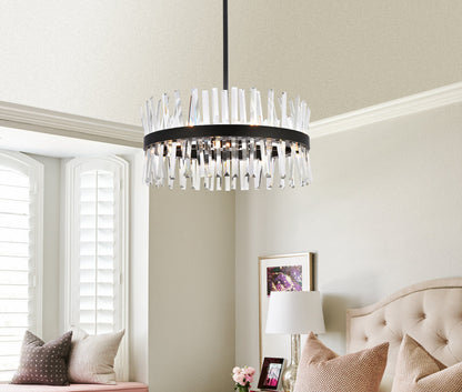 Serephina 25 inch crystal round pendant light in black