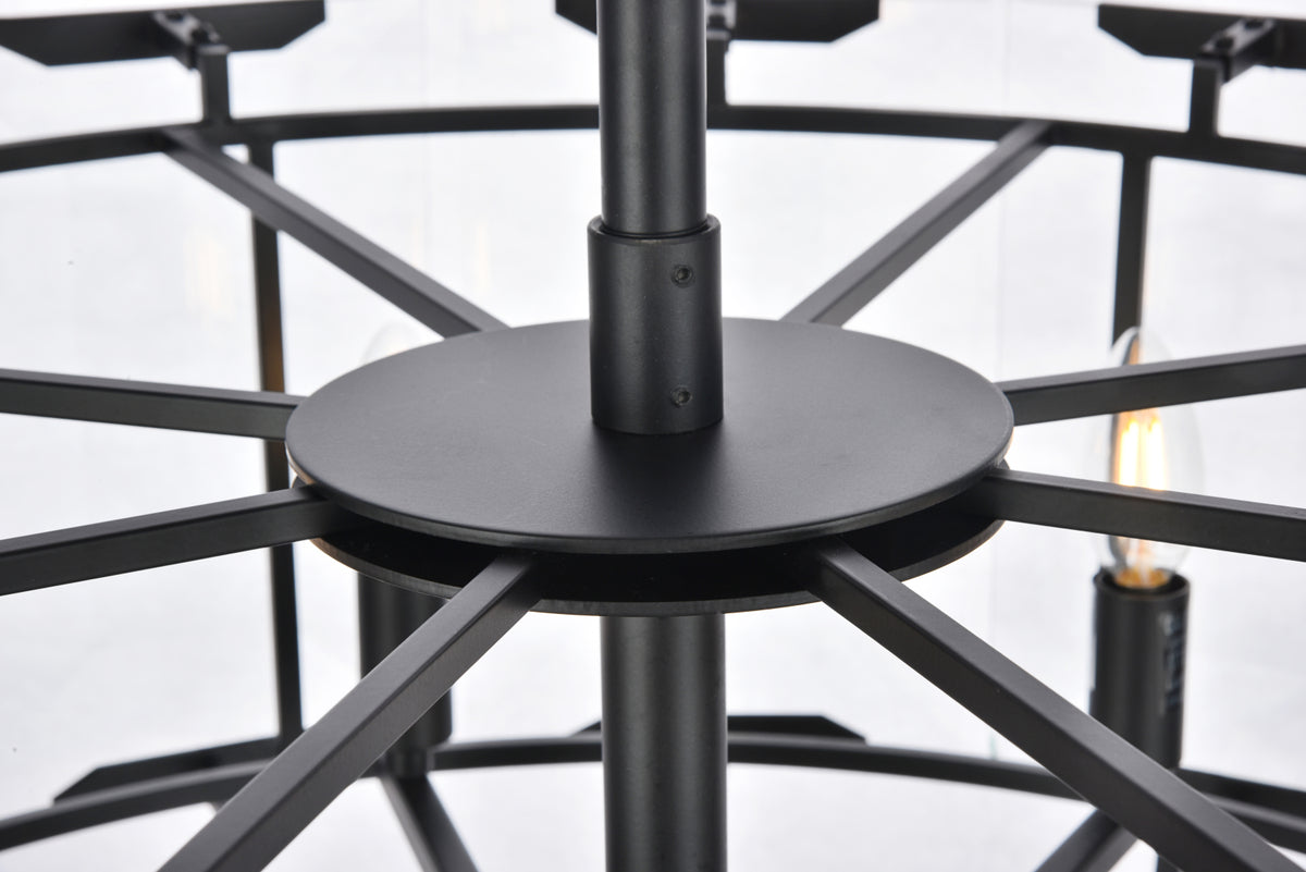 Monaco 8 light Flat Black (Matte) Chandelier Clear Glass Crystal